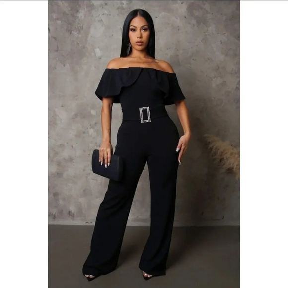 Pants - Valentina Jumpsuit - Black Comfort Fit Garment Spandex